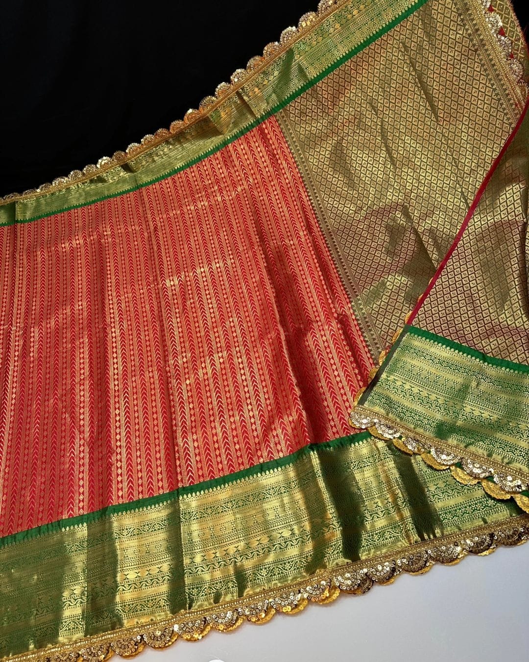 Premium Kanjivaram Silk Saree with Heavy Lace Work