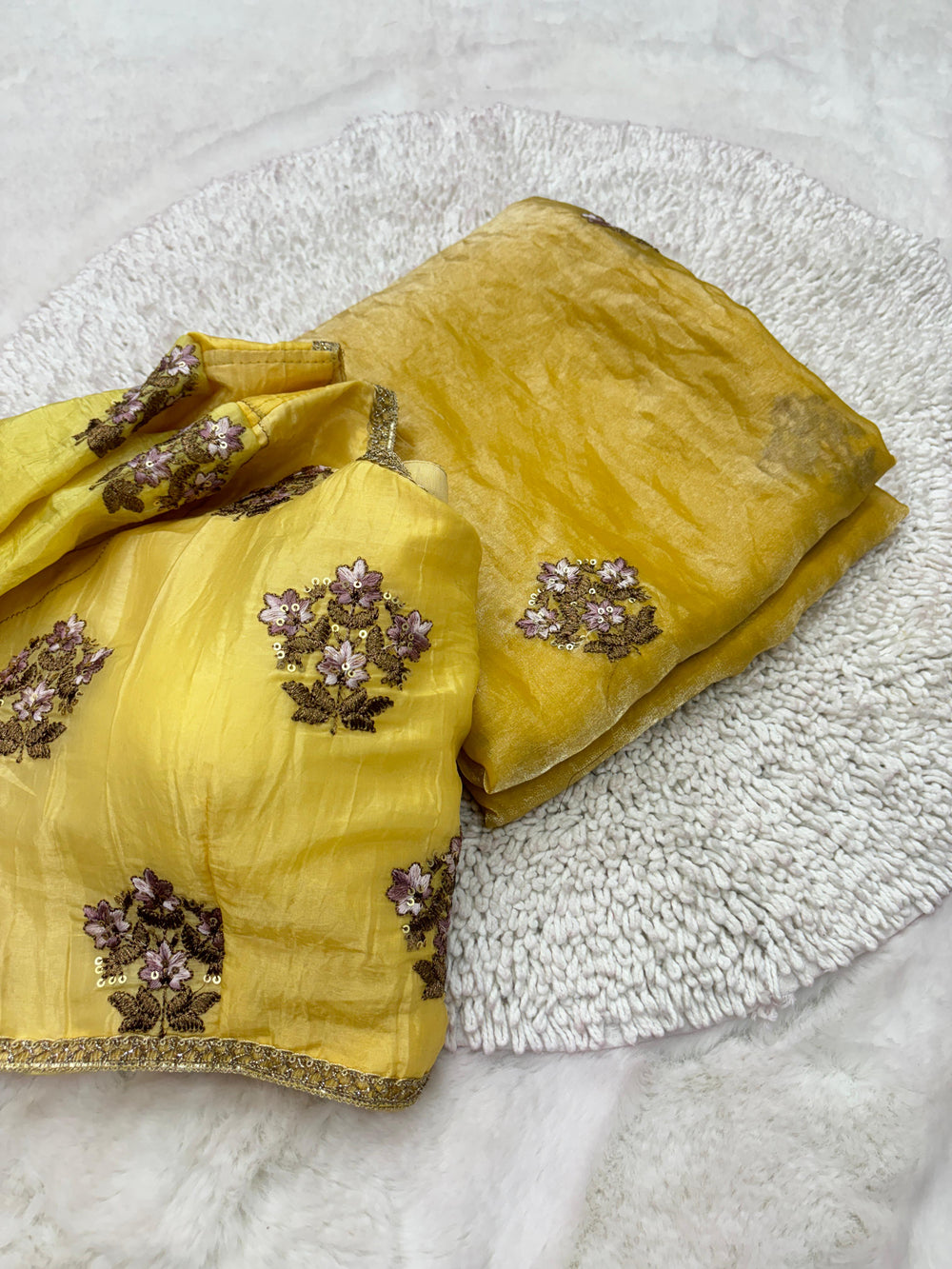 Sabyasachi inspired Tussar Silk saree in our shimmery Tissue Fabric with Handwork