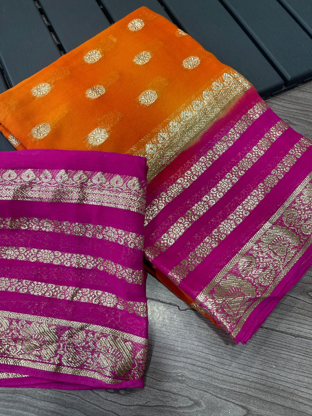 Premium Designer Georgette Banarasi Silk Saree