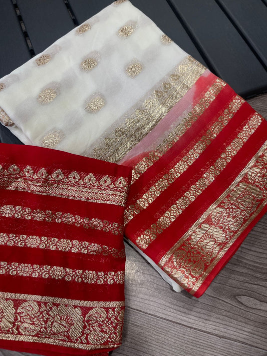 Premium Designer Georgette Banarasi Silk Saree