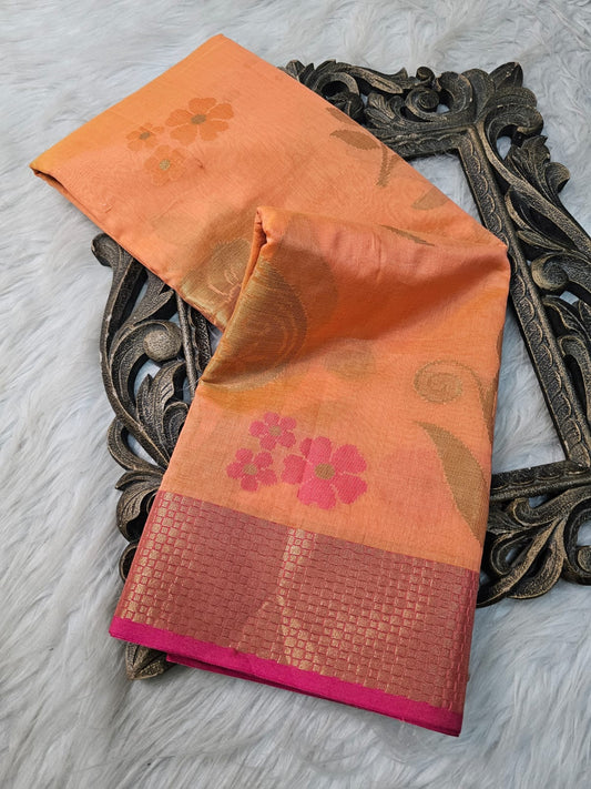 Peach Colour Premium Cotton Silk Saree