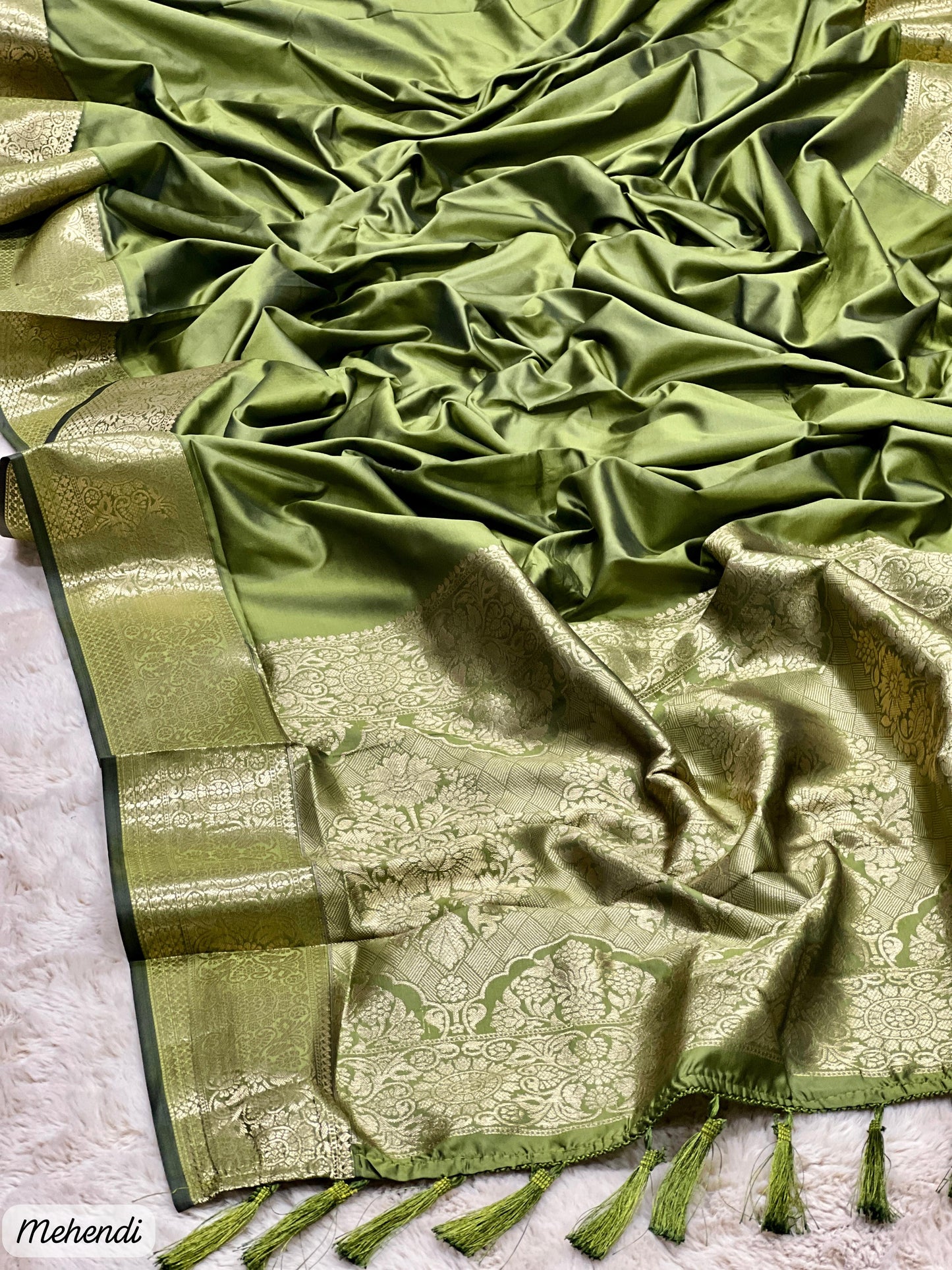 Onam Special Kime Green Shade Premium Katan Silk Saree