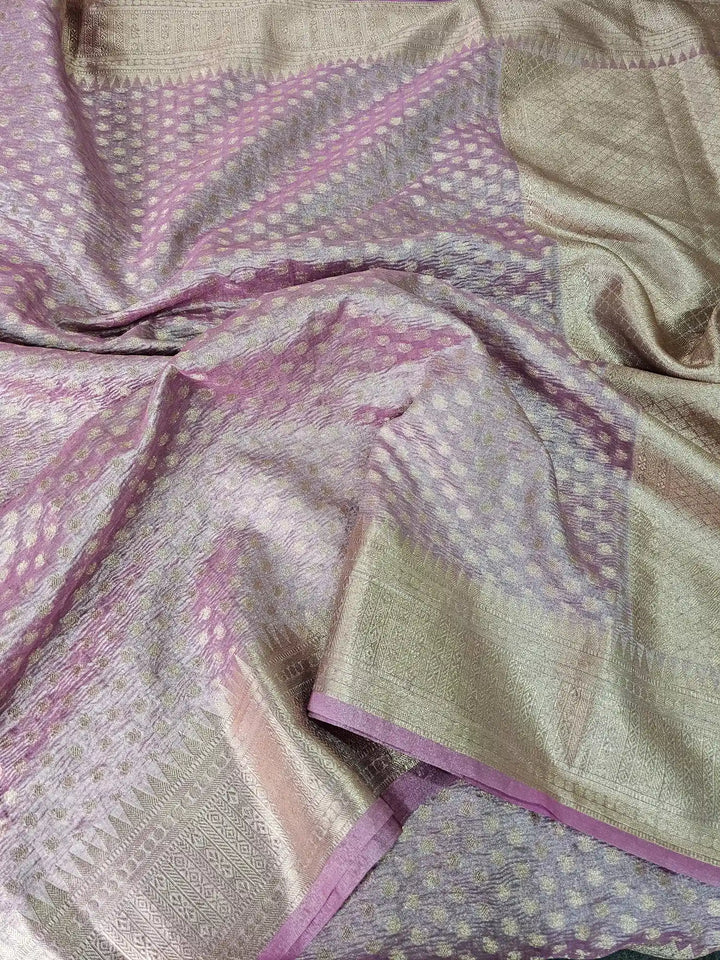 Light Lavender Tissue Silk Crush Texture Buti Banarasi Saree