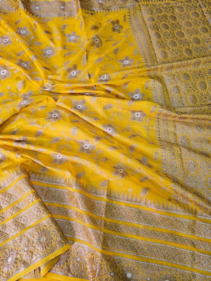 Limited Edition Yellow Crape Georgette Saree