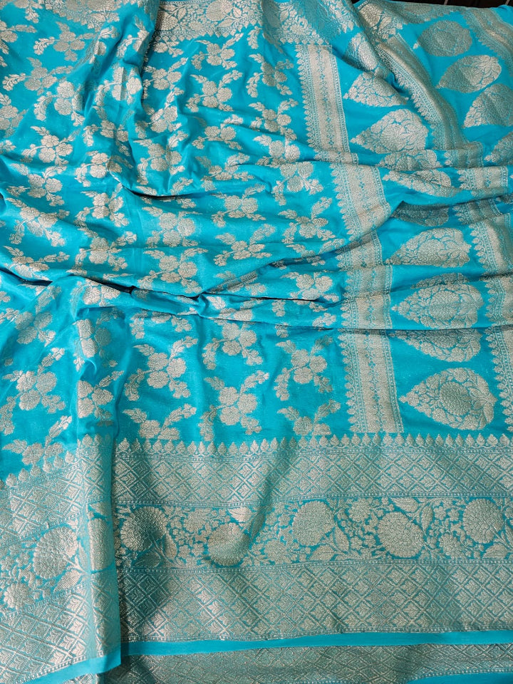 Limited Edition Blue Crape Georgette Saree