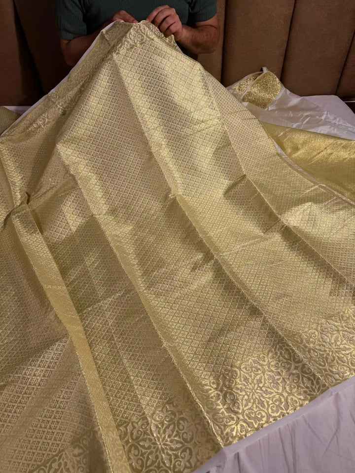 Tissue Silk Saree with gold tone