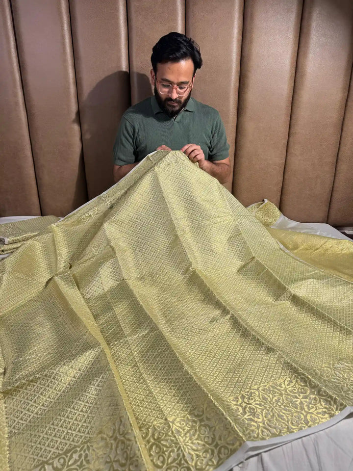 Tissue Silk Saree with gold tone