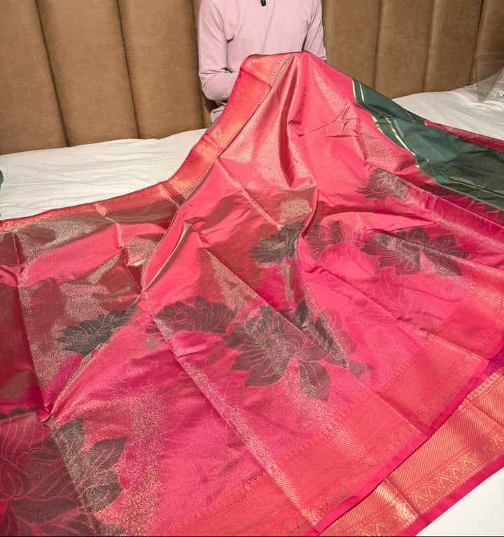 Most Premium Banarasi Tissue With Grand Floral Weave