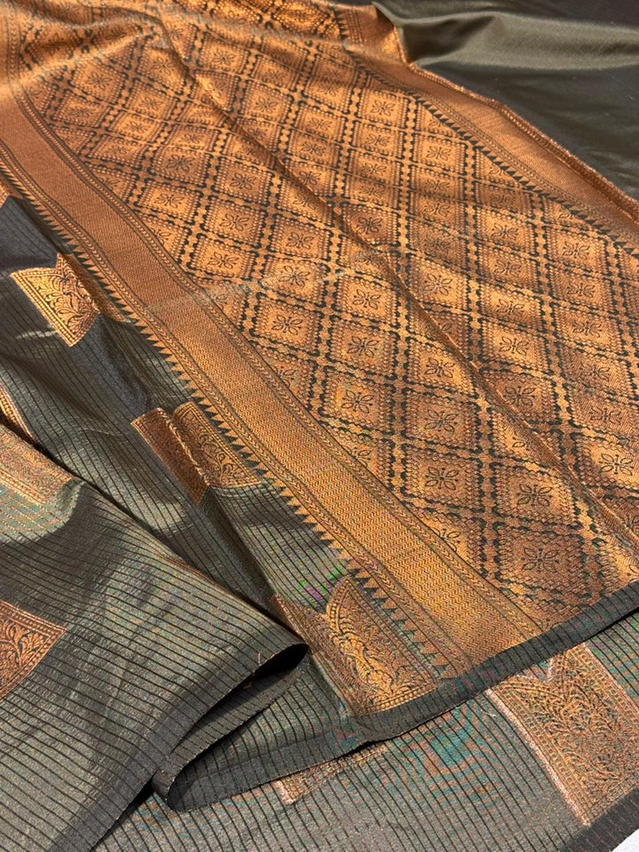 Beige brown Kanchi softsilk saree