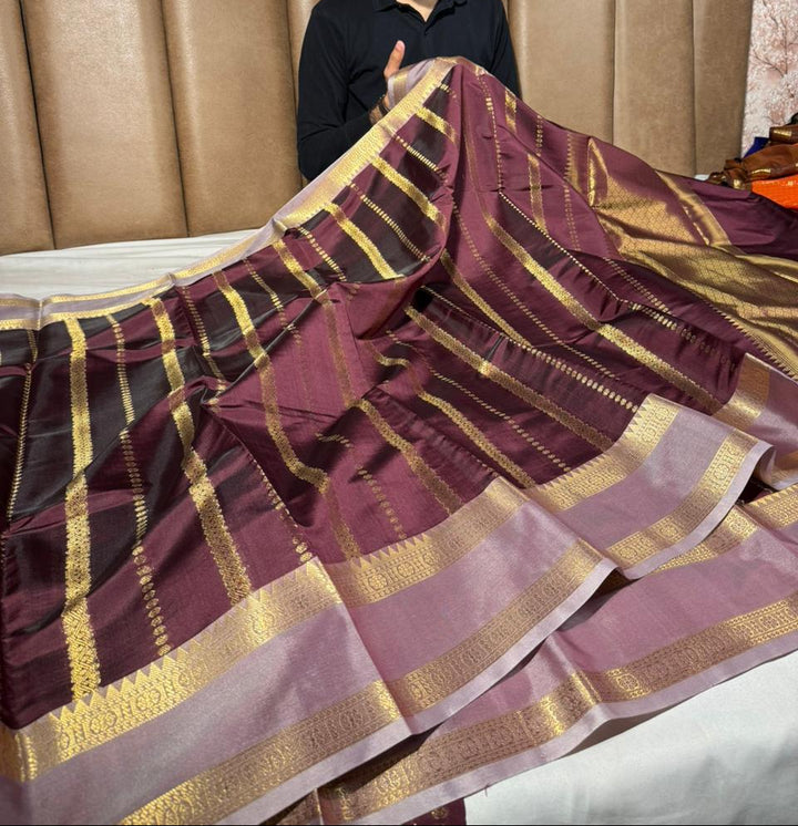 Rare wine traditional softsilk Banarasi saree