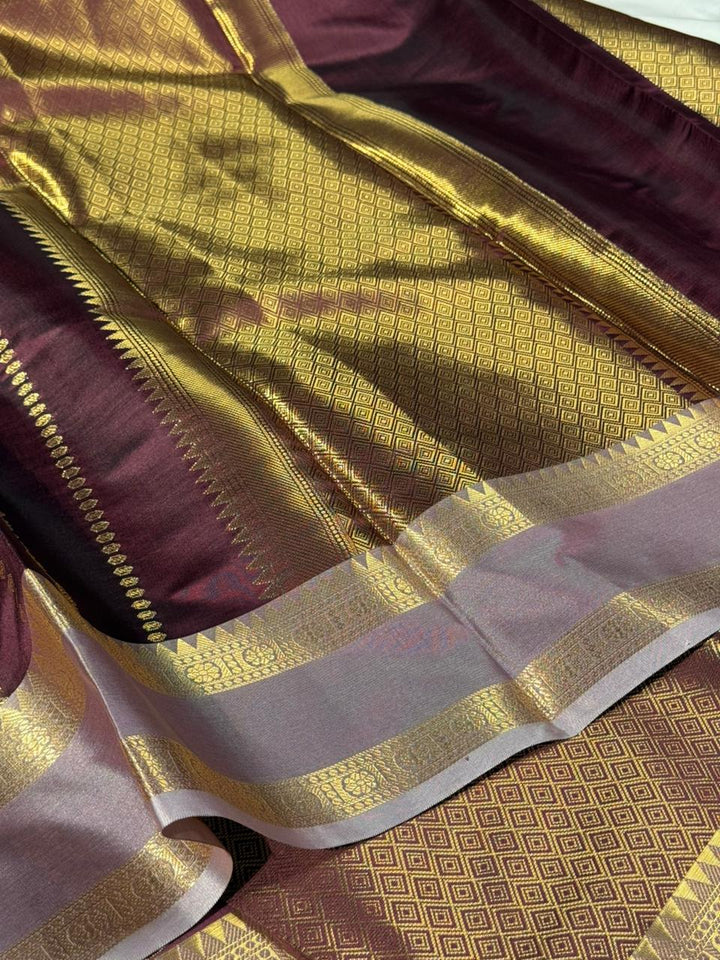 Rare wine traditional softsilk Banarasi saree