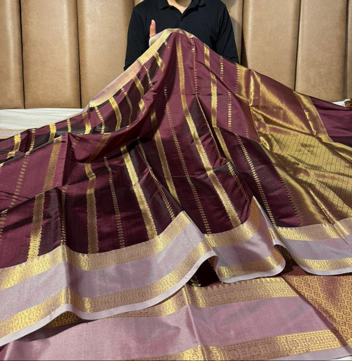 Rare wine traditional softsilk Banarasi saree