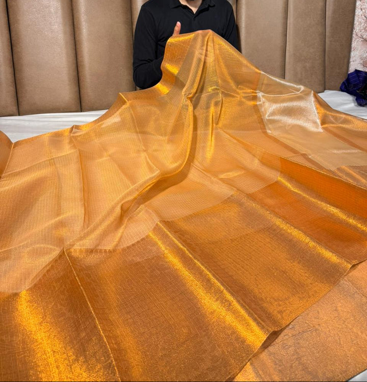 Copper shade Kota tissue silk Banarasi saree