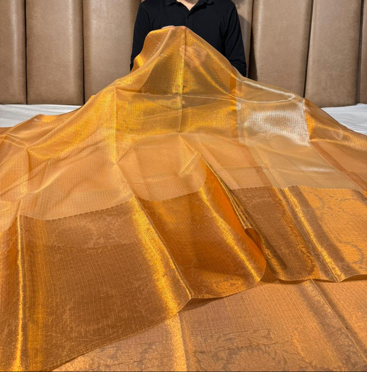 Copper shade Kota tissue silk Banarasi saree