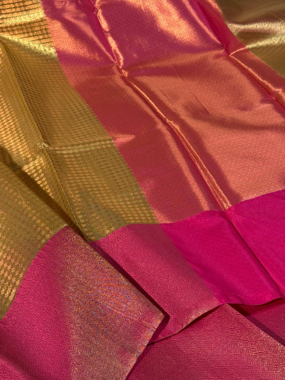 Golden Rani brocade tissue Banarasi saree