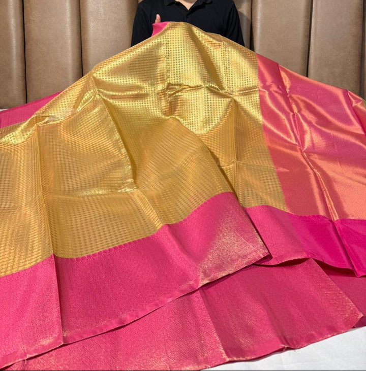 Golden Rani brocade tissue Banarasi saree