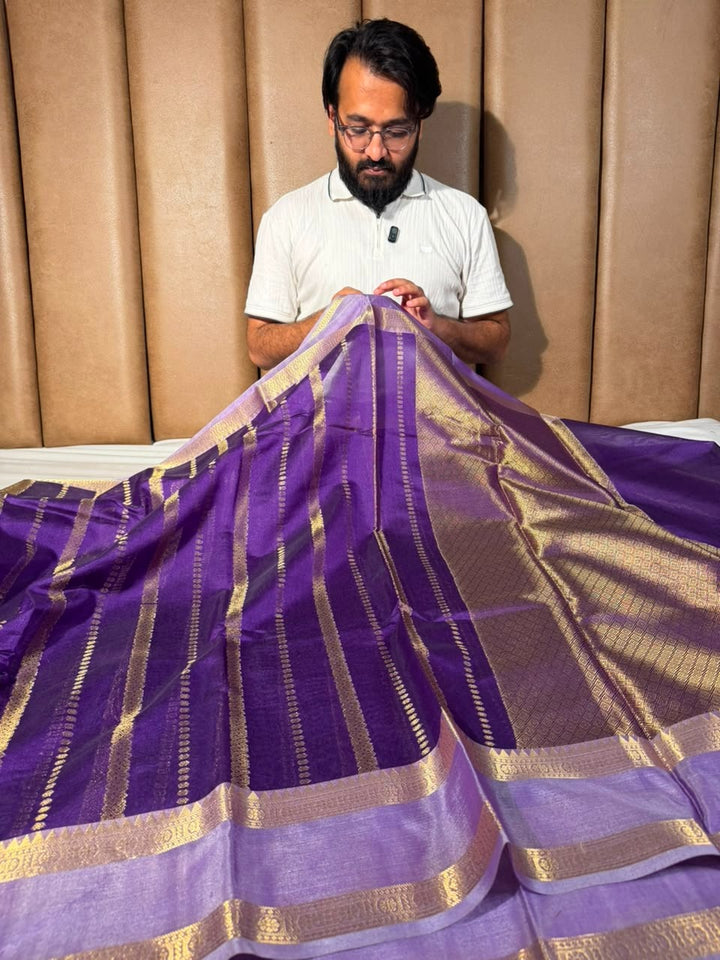 Light Purple Traditional Softsilk Banarasi Saree
