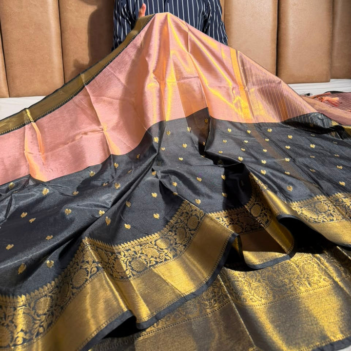 Mauve Black Soft Banarasi Silk Saree