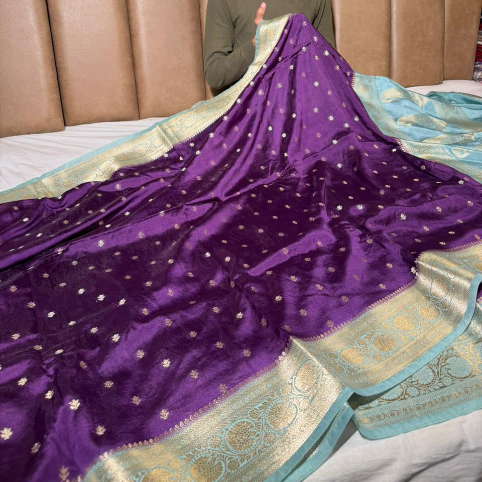 Bright Purple Soft Georgette Eccentric Banarasi Saree