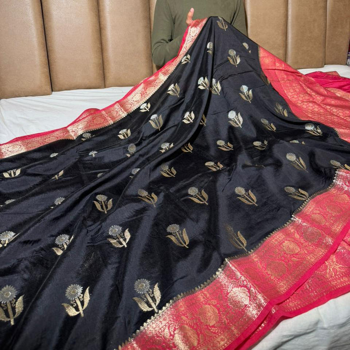 Black - Rani Shade Soft Georgette Banarasi Saree