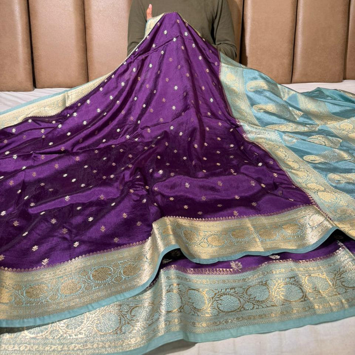 Bright Purple Soft Georgette Eccentric Banarasi Saree