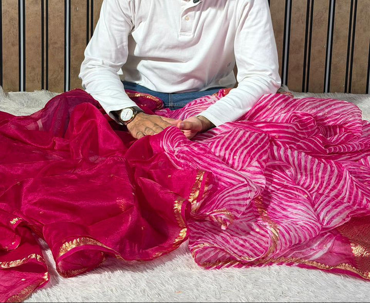 Arashi pink Khaddi Georgette Appliqué Work Saree