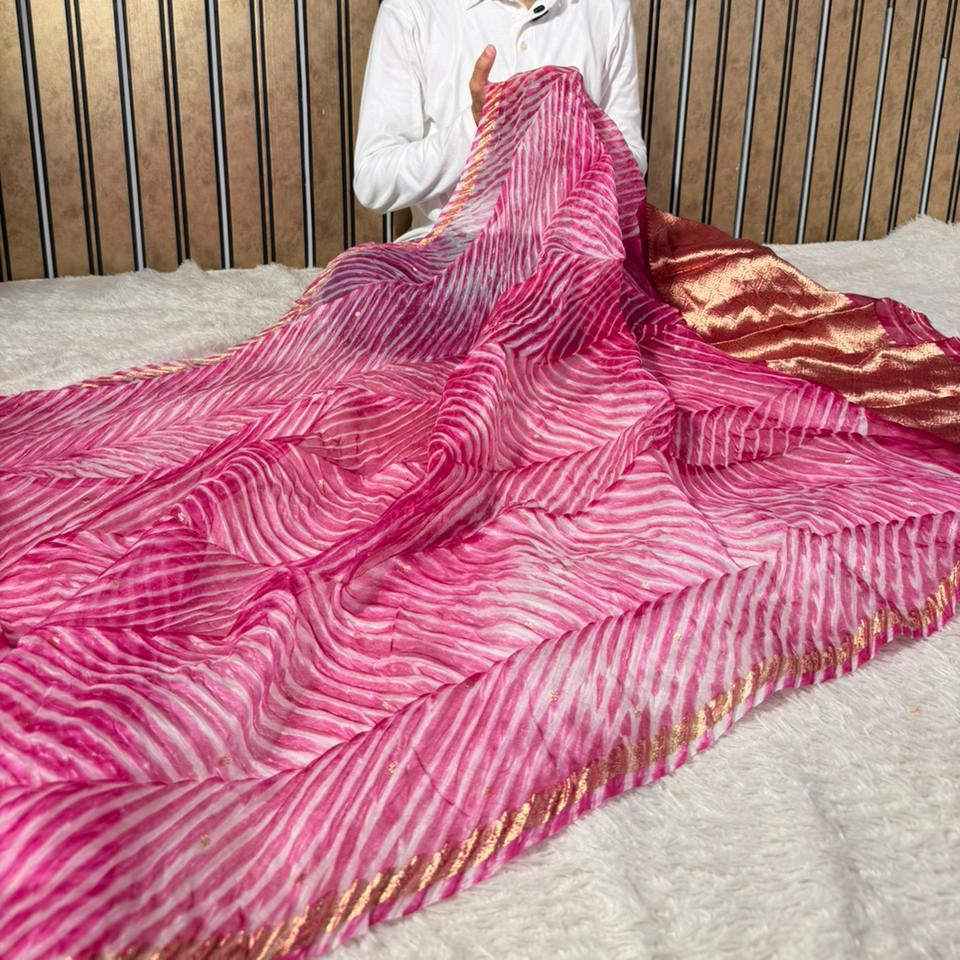 Arashi pink Khaddi Georgette Appliqué Work Saree