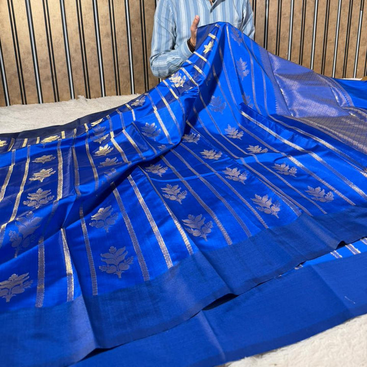 Royal Blue Soft Banarasi Silk Traditional Saree