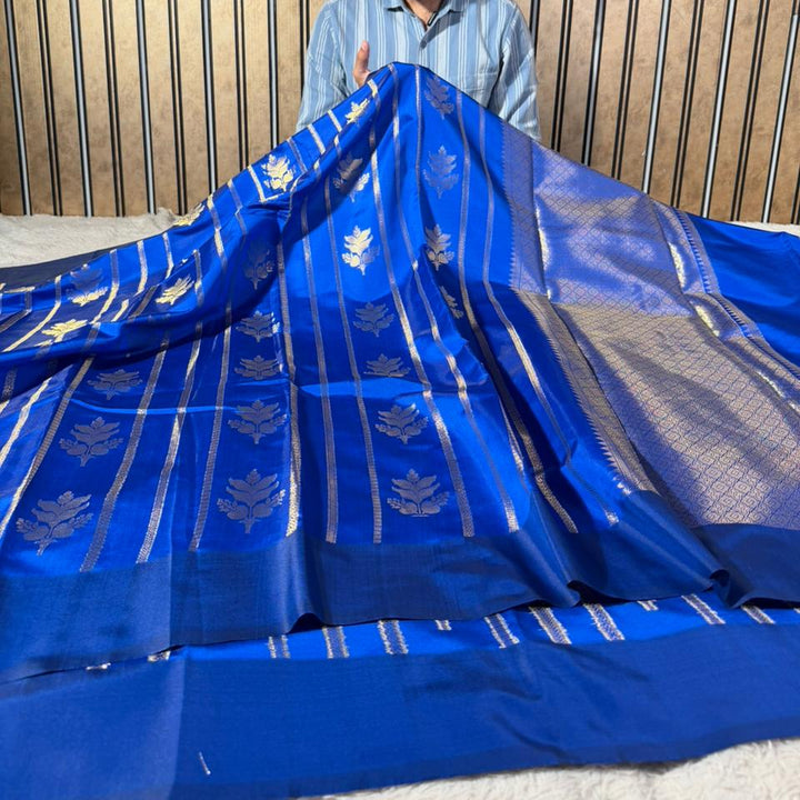 Royal Blue Soft Banarasi Silk Traditional Saree