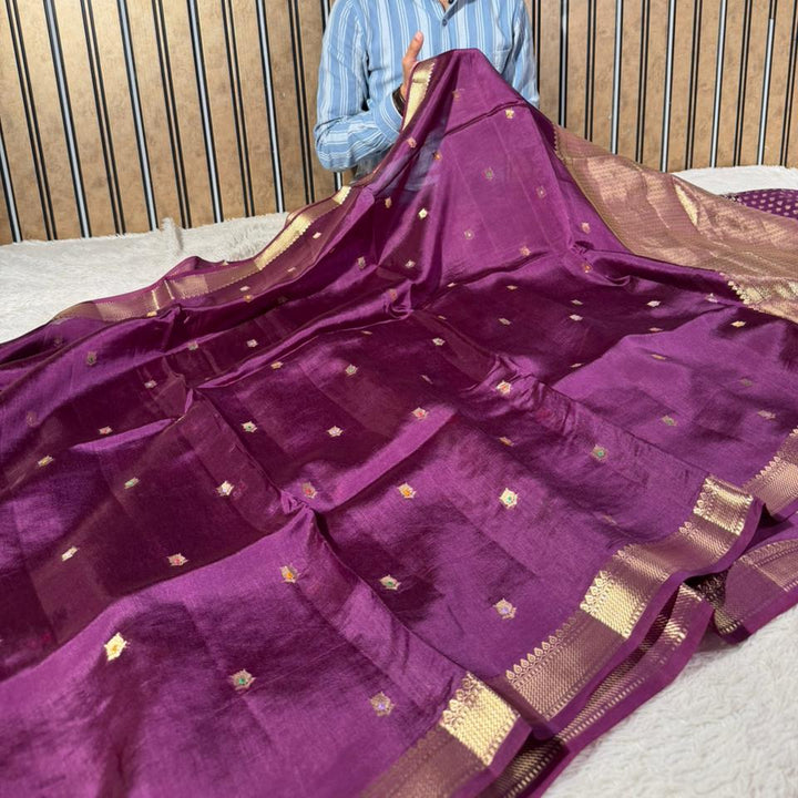 Light Purple Traditional Buti Pure Mango Silk Saree