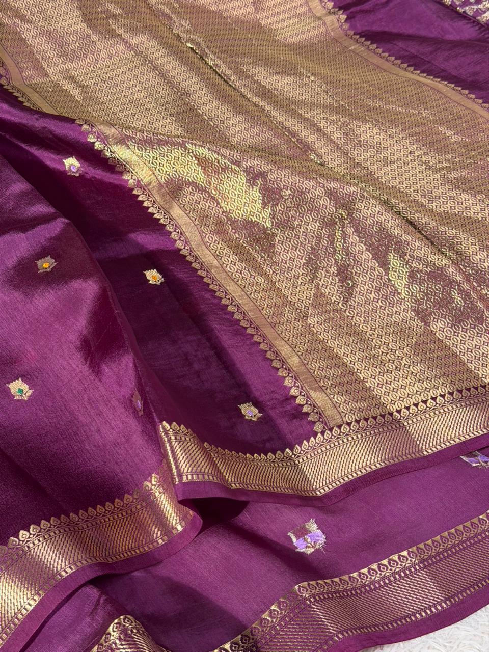 Light Purple Traditional Buti Pure Mango Silk Saree