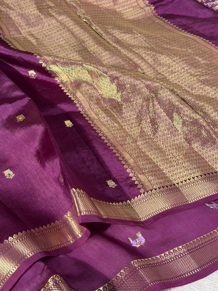 Light Purple Traditional Buti Pure Mango Silk Saree