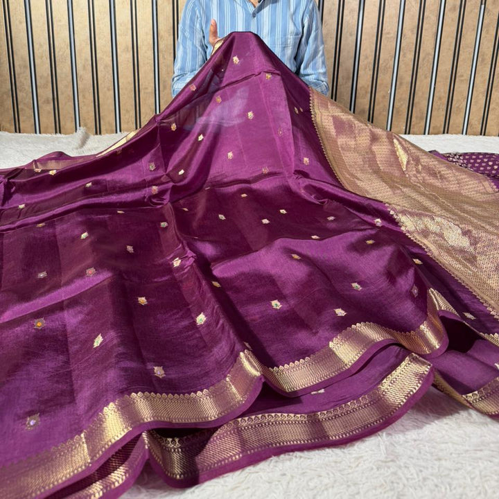 Light Purple Traditional Buti Pure Mango Silk Saree