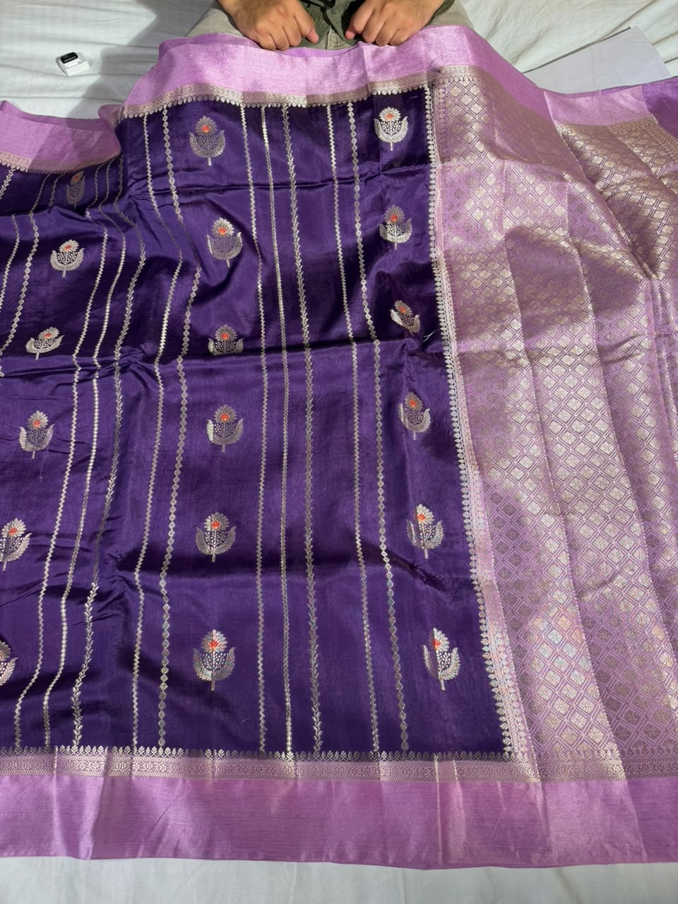 Purple Lavender Comfortable Chinia Silk Banarasi Saree