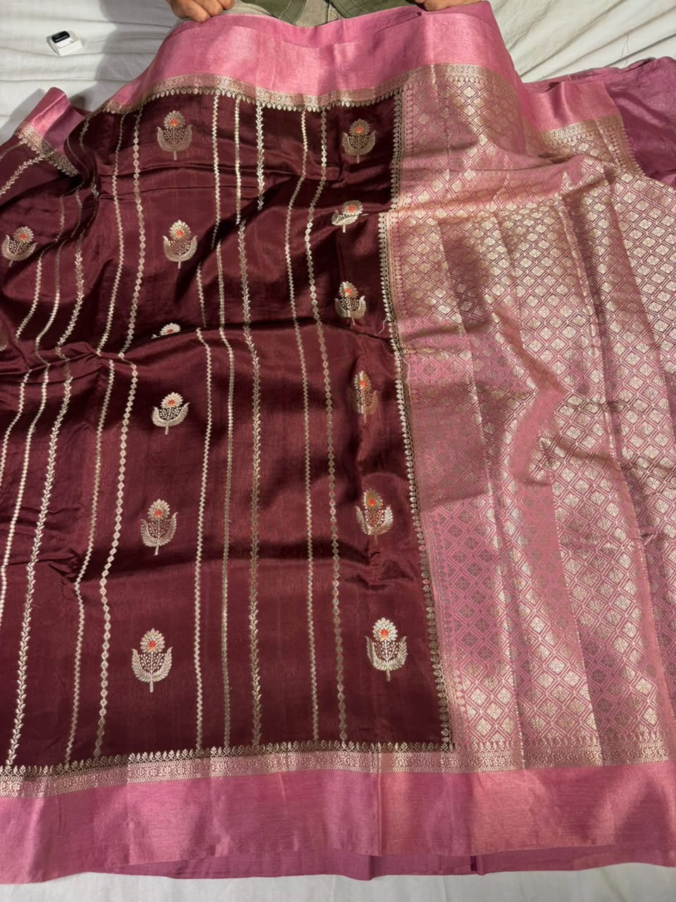 Wine Mauve Comfortable Chinia Silk Banarasi Saree