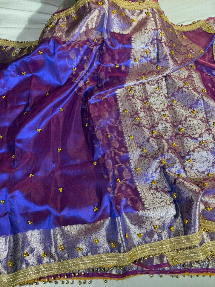 Rare Baigani Kora Tissue Viral Ghungroo Saree