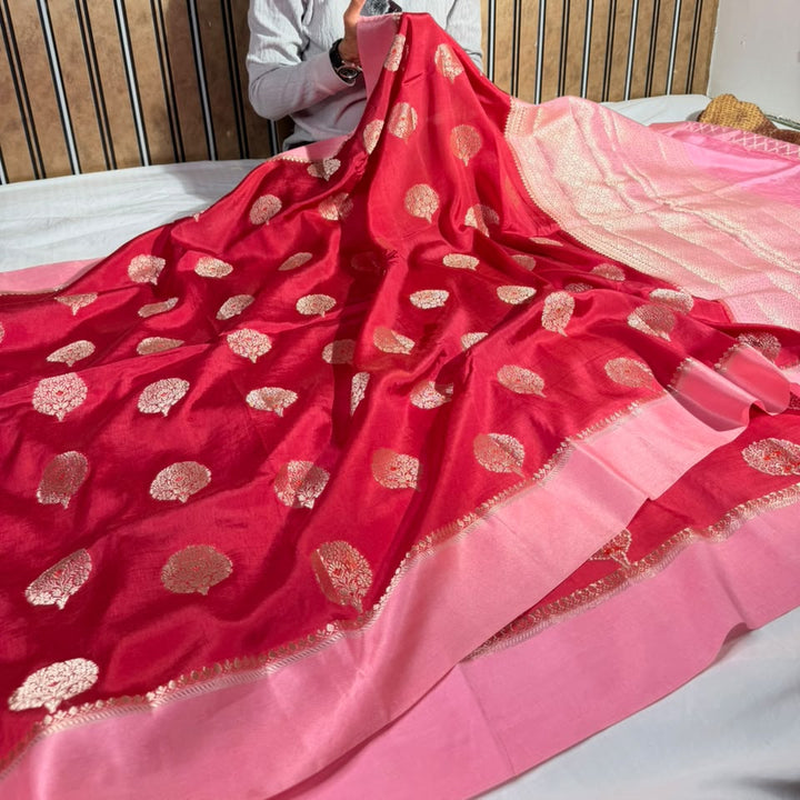 Rani Pink Comfortable Chinia Silk Banarasi Saree