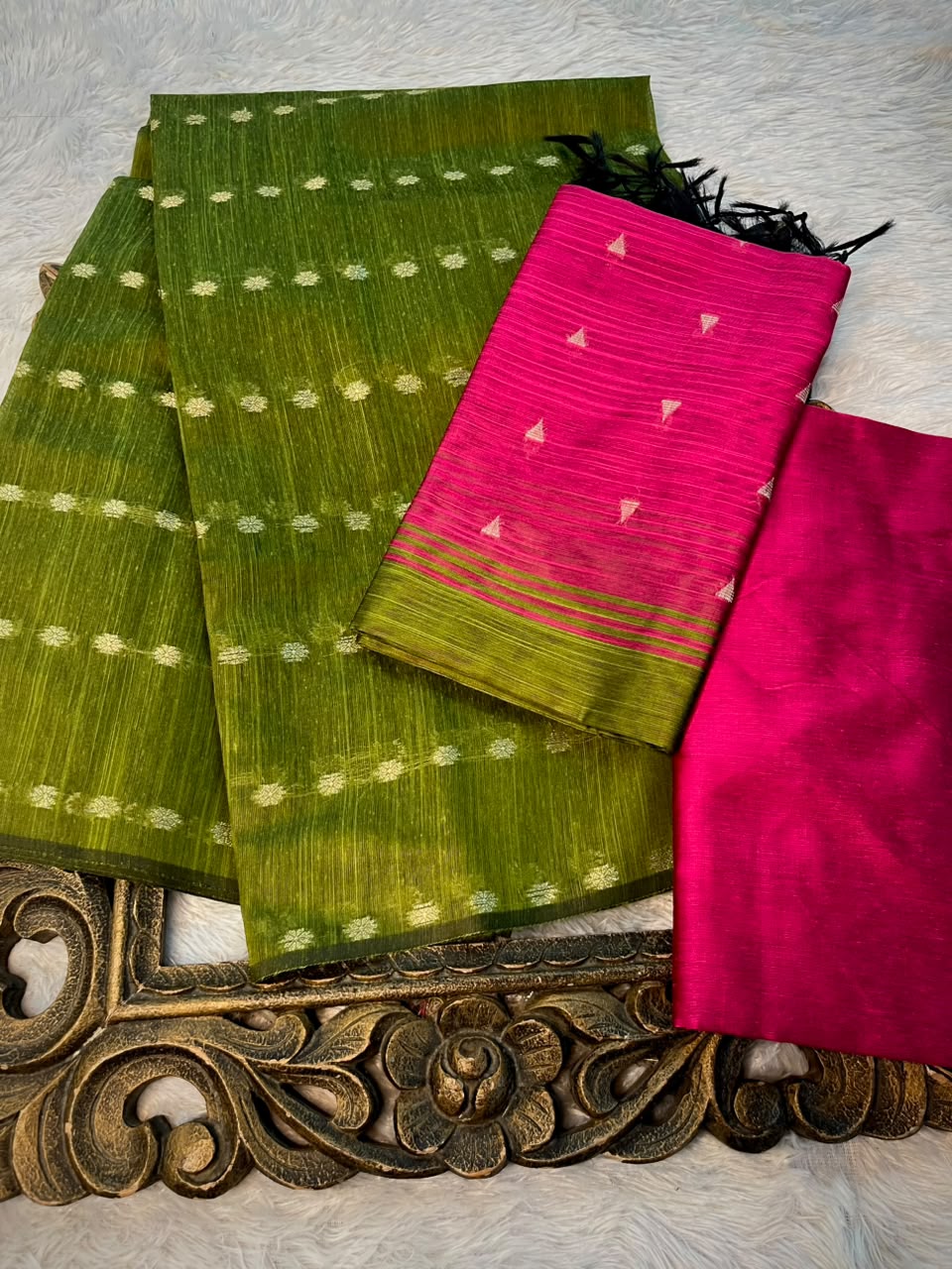 Mehendi Rani Soft Cotton Banarasi Suit Set 