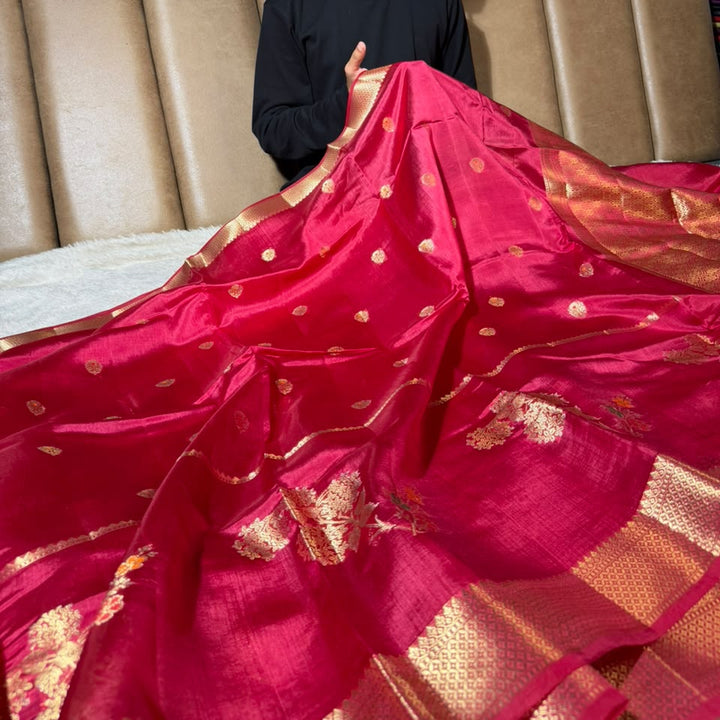 Dark Rani Pure Mango Silk Contemporary Banarasi Saree