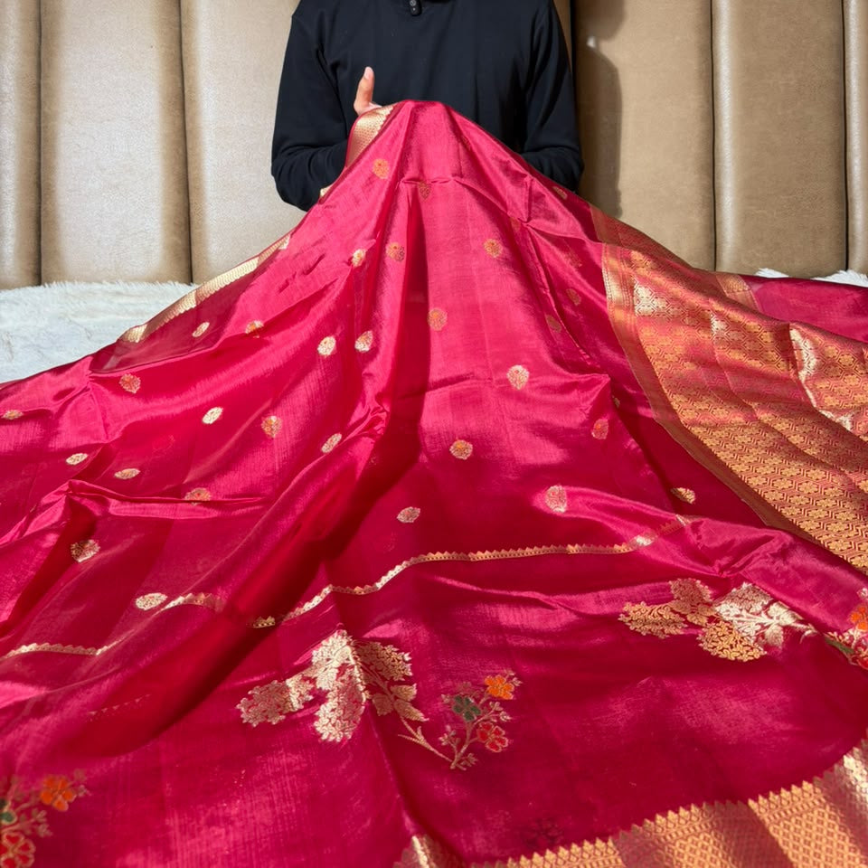 Dark Rani Pure Mango Silk Contemporary Banarasi Saree