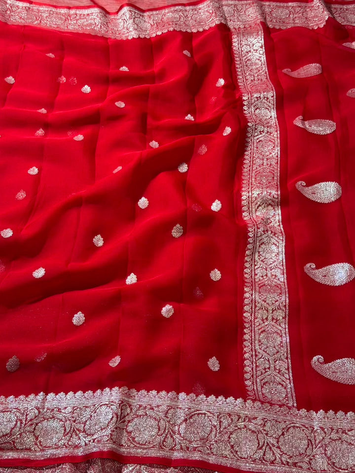 Handloom Pure Khaddi Chiffon Silk Banarasi Saree
