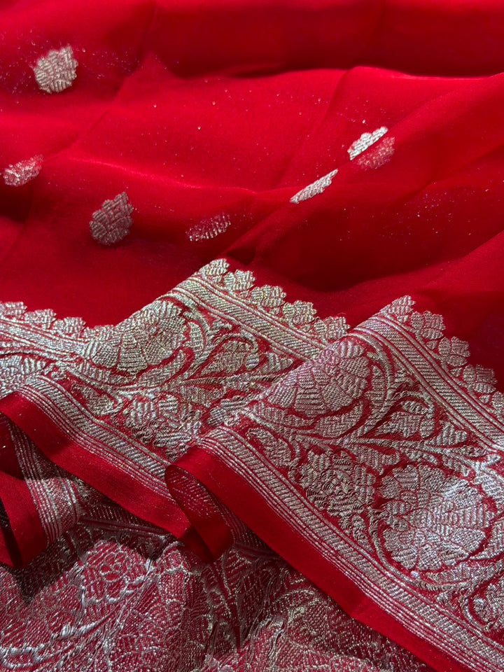 Handloom Pure Khaddi Chiffon Silk Banarasi Saree