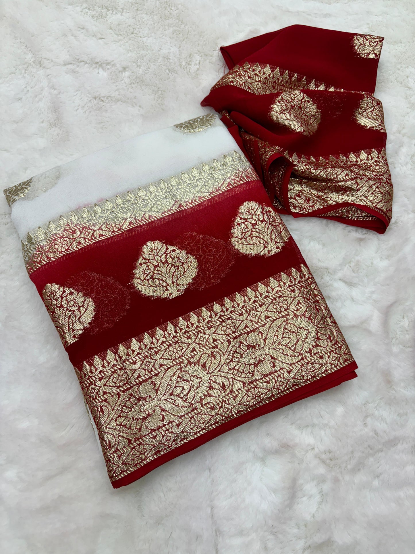 Premium Designer Georgette Silk Saree with Stitched Blouse