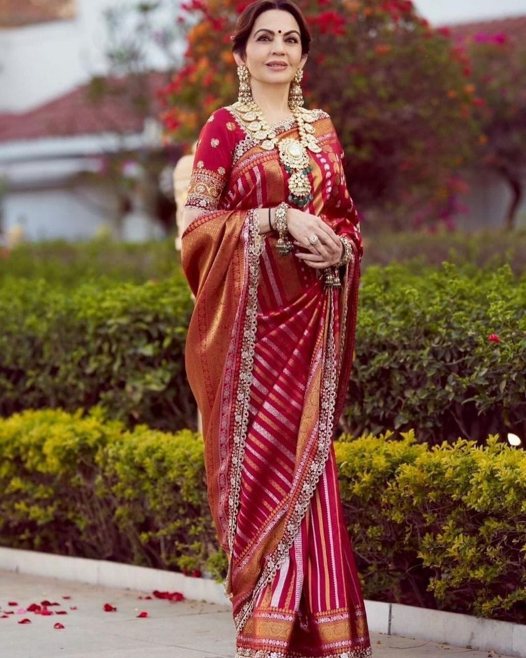 Nita Ambani Banarasi Georgette Silk Saree with Lace Work