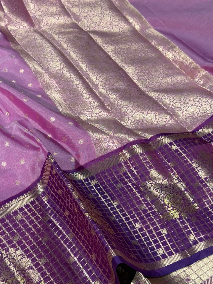Lavender Shade Buti Weave Banarasi Silk Saree