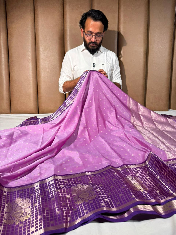 Lavender Shade Buti Weave Banarasi Silk Saree