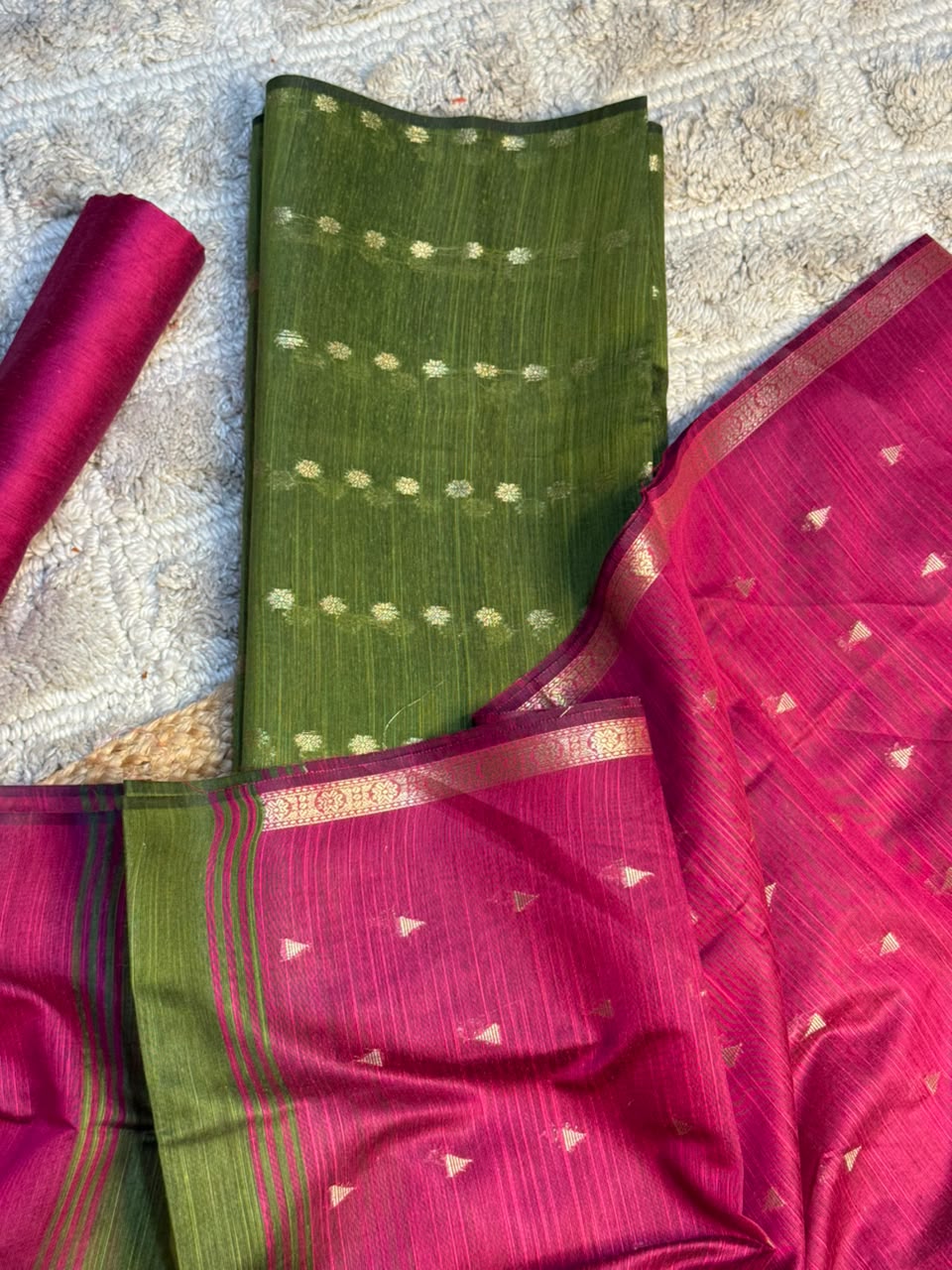Mehendi Rani Soft Cotton Banarasi Suit Set 