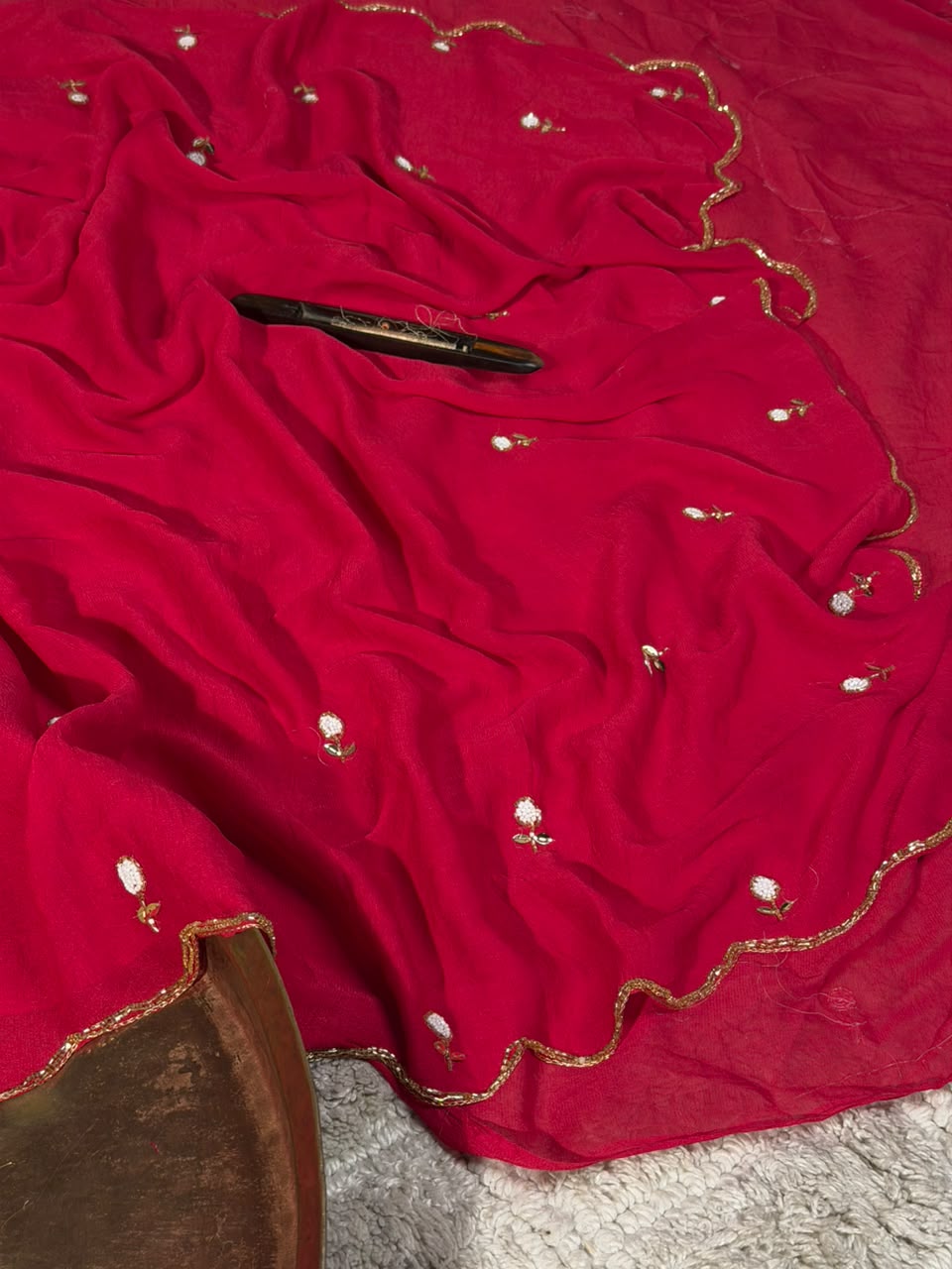 Rani Pink Soft Georgette Handwork Buti Saree