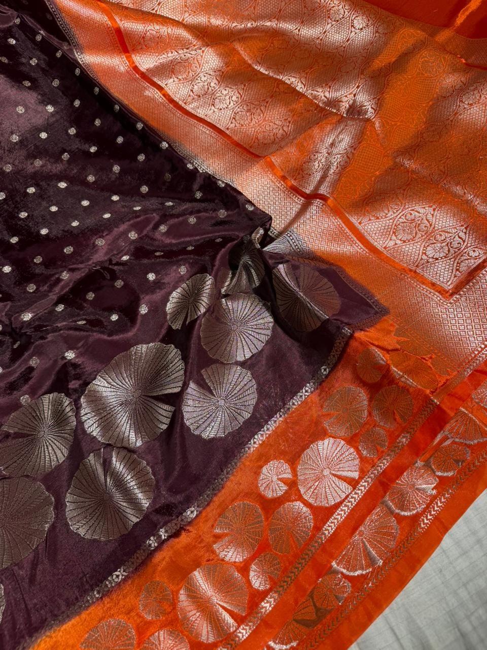 Wine Shade Banana Silk Contemporary Banarasi Saree