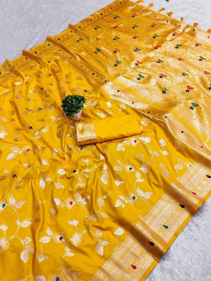 Premium Banarasi Katan Silk Saree with Rich Pallu and Blouse